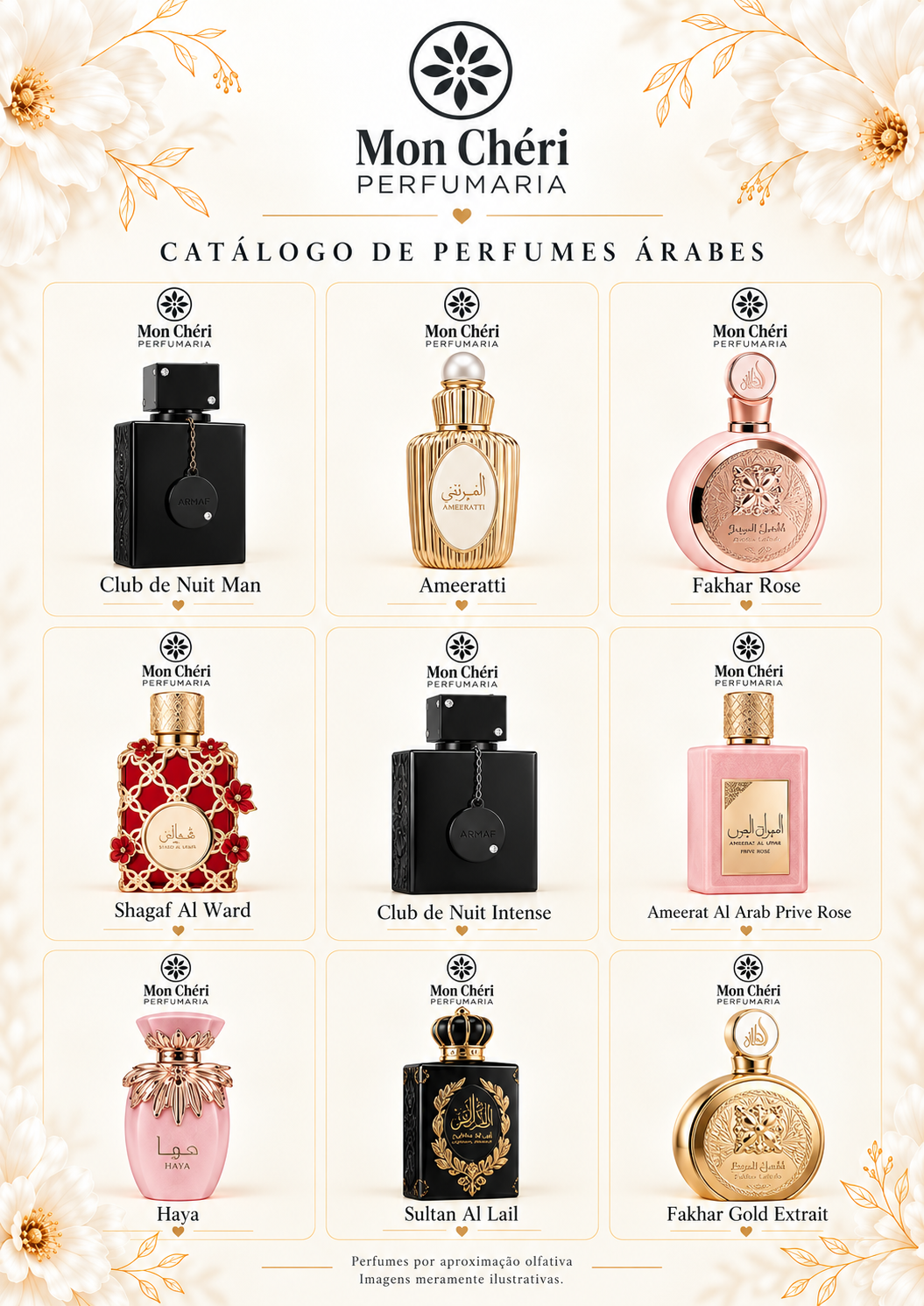 Prévia ilustrativa do catálogo árabe Mon Chéri