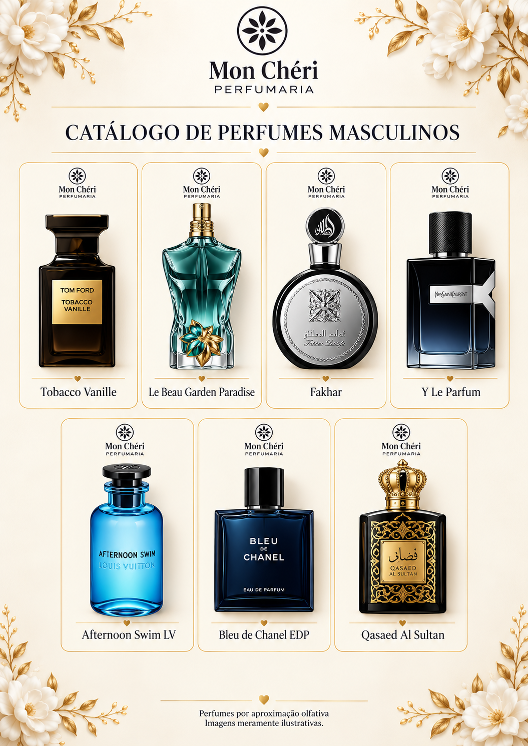 Prévia ilustrativa do catálogo masculino Mon Chéri